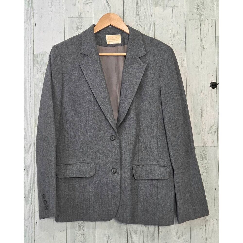VTG Pendleton Virgin Wool Two Button Blazer Grey Gray Sz. M EST